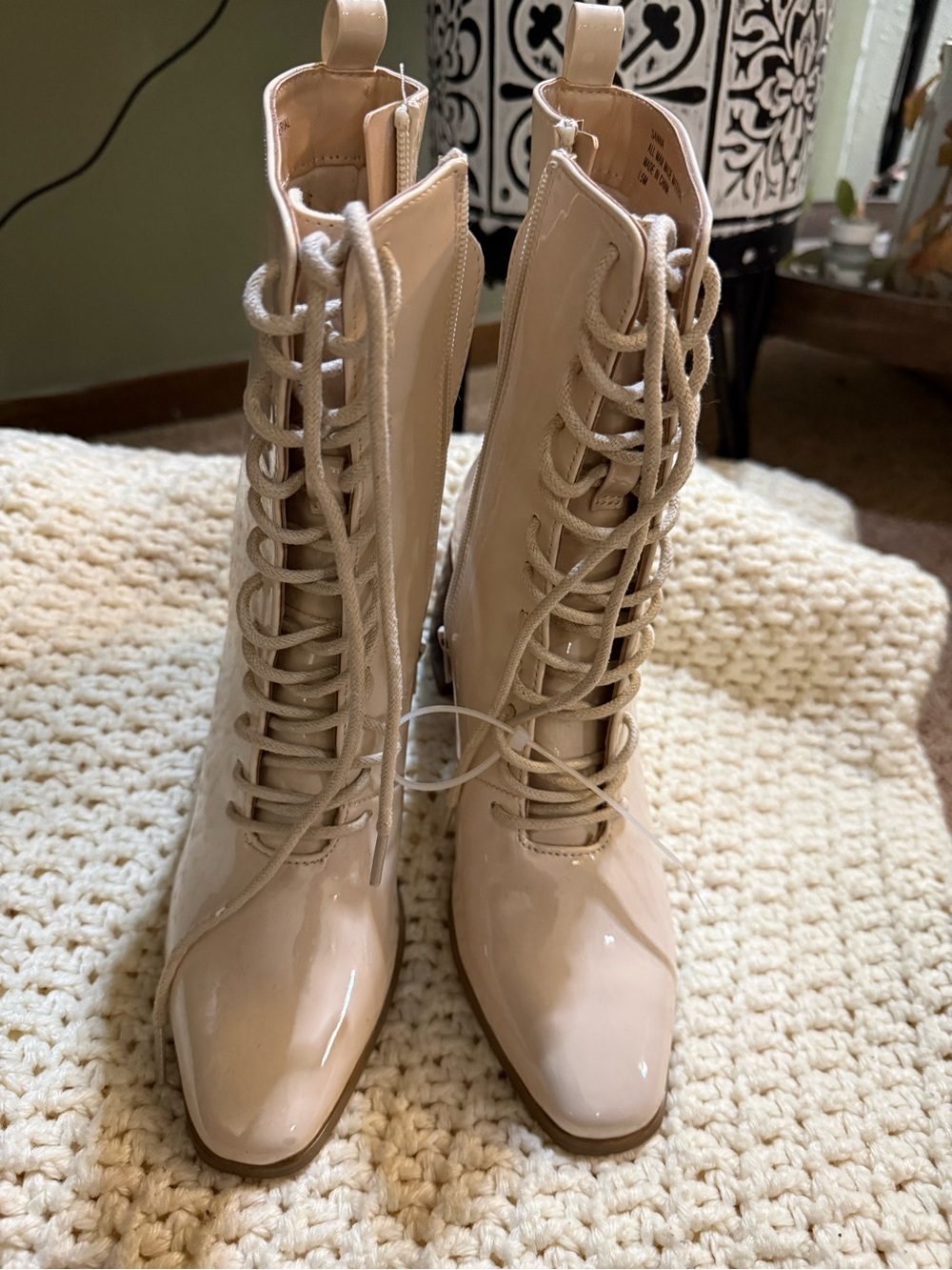 Patent leather boots